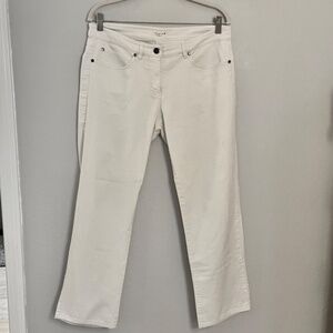 Eileen Fisher size M stretch white denim jeans high waist straight leg